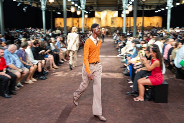 PFW Amiri Runway Menswear NB A model walks the runway during the Amiri Menswear Spring Summer 2027 show as part of Paris Fashion Week on June 25, 2026 in Paris, France. Photo by Nasser Berzane ABACAPRESS.COM Paris France  Copyright: xBerzanexNasser ABACAx