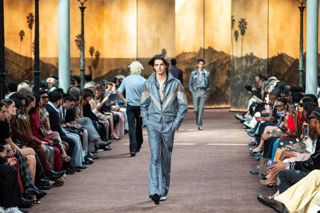 PFW Amiri Runway Menswear NB A model walks the runway during the Amiri Menswear Spring Summer 2027 show as part of Paris Fashion Week on June 25, 2026 in Paris, France. Photo by Nasser Berzane ABACAPRESS.COM Paris France  Copyright: xBerzanexNasser ABACAx
