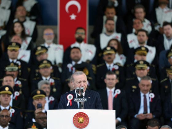 Turkish President Recep Tayyip Erdogan ANKARA, TURKIYE - JUNE 25: (----EDITORIAL USE ONLY - MANDATORY CREDIT - TURKISH PRESIDENCY MUSTAFA KAMACI HANDOUT - NO MARKETING NO ADVERTISING CAMPAIGNS - DISTRIBUTED AS A SERVICE TO CLIENTS----) Turkish President Recep Tayyip Erdogan delivers a speech during the Police Academy Graduation Ceremony held in Ankara, Turkiye on June 25, 2026. Tur Presidency Mustafa Kamaci Anadolu Ankara Turkey. Editorial use only. Please get in touch for any other usage.  Copyright: x2026xAnadoluxTurxPresidencyx xMustafaxKamacix