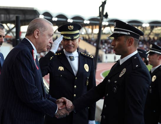 Turkish President Recep Tayyip Erdogan ANKARA, TURKIYE - JUNE 25: (----EDITORIAL USE ONLY - MANDATORY CREDIT - TURKISH PRESIDENCY MUSTAFA KAMACI HANDOUT - NO MARKETING NO ADVERTISING CAMPAIGNS - DISTRIBUTED AS A SERVICE TO CLIENTS----) Turkish President Recep Tayyip Erdogan delivers a speech during the Police Academy Graduation Ceremony held in Ankara, Turkiye on June 25, 2026. Tur Presidency Mustafa Kamaci Anadolu Ankara Turkey. Editorial use only. Please get in touch for any other usage.  Copyright: x2026xAnadoluxTurxPresidencyx xMustafaxKamacix