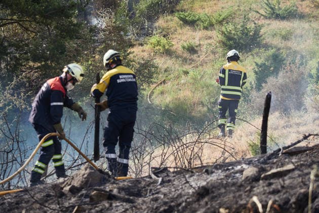 Operational Level 2 Activated Due to Fire in Ezcabarte, Navarre Several firefighters are trying to extinguish a fire on June 25, 2026, in Ezcabarte, Navarre, Spain. At 6:45 p.m., the Government of Navarre activated Operational Level 2 of the INFONA Special Civil Protection Plan for Forest Fires, based on current data regarding the progression of the forest fire taking place on the slopes of Mount San Cristóbal. The fire alert was was issued at 5:42 p.m. The fire originated in a field located on the mountain’s slopes, near kilometer marker 2.4 on the NA 4210 highway, in the municipality of Makirriain, and has spread to a pine forest area, as reported by 112 SOS Navarra. JUNE 25, 2026 FIRE EMERGENCY LEVEL 2 FIRE DEPARTMENT SMOKE Ezcabarte Na  Copyright: xEduardoxSanzx 7622641