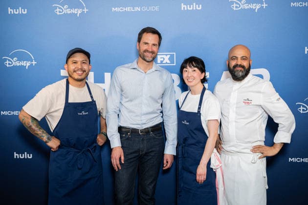 The Bear Premiere - Paris International Director of The Michelin Guides Gwendal Poullennec, Genie Kwon, Chef Sujan Sarkar and Timothy Flores (Timoty) Tim Flores aka timothyryanchi attends ‘The Bear’ Premiere for the release of the new Season 5 (five) on Disney + (Disney+) on June 25, 2026 in Paris, France. Photo by Alexis Jumeau ABACAPRESS.COM Paris France  Copyright: xJumeauxAlexis ABACAx