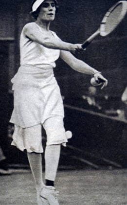 RECORD DATE NOT STATED Photograph of Lilí Álvarez playing Wimbledon in a trouser-skirt Photograph of Lilí Álvarez (1905-1998) a Spanish multi-sport competitor, an international tennis champion, an author, feminist and journalist. Dated 20th century Editorial use only. All other uses to be cleared with the copyright owner (World History Archive), in advance., WHA_107_0697.jpg, Lilí Álvarez; Spanish athlete; multi-sport competitor; tennis champion; author; feminist; journalist; 20th century; Spanish woman; Spanish history; sports history; female athlete; Spanish culture; Spanish heritage; Spanish icon; Spanish celebrity; Spanish author; Spanish feminist; Spanish journalist; international tennis champion; Spanish sports figure; Spanish sports Copyright: xx