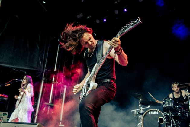 Calva Louise live at Copenhell 2026 Copenhagen, Denmark. 25th, June 2026. The rock band Calva Louise performs a live concert during the Danish heavy metal festival Copenhell 2026 in Copenhagen. Here bass player Alizon Taho is seen live on stage. Denmark, Copenhagen  Copyright: xGonzalesxPhoto MathiasxBakxLarsenx
