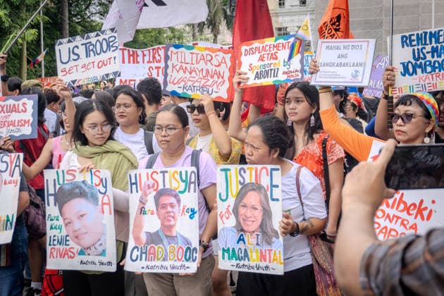 June 26, 2026, Quezon City, Quezon City, Philippines: LGBTQIA+ formations held a program at Liwasang Bonifacio, reaffirming the progressive spirit of pride. Today, June 26, marks the 2nd Stonewall celebration here in the Philippines, which pays tribute to the 1969 Stonewall Riots that sparked the modern gay rights movement around the globe. For progressives, pride is inseparable from the fight for climate justice, higher wages, to end militarization. That pride is to demand for genuine and systemic solutions. Quezon City Philippines - ZUMAs374 20260626_zip_s374_003 Copyright: xElessarxHamilixSarmagox