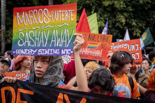 June 26, 2026, Quezon City, Quezon City, Philippines: LGBTQIA+ formations held a program at Liwasang Bonifacio, reaffirming the progressive spirit of pride. Today, June 26, marks the 2nd Stonewall celebration here in the Philippines, which pays tribute to the 1969 Stonewall Riots that sparked the modern gay rights movement around the globe. For progressives, pride is inseparable from the fight for climate justice, higher wages, to end militarization. That pride is to demand for genuine and systemic solutions. Quezon City Philippines - ZUMAs374 20260626_zip_s374_020 Copyright: xElessarxHamilixSarmagox