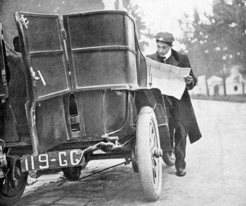 RECORD DATE NOT STATED Vintage French photograph of a car rally driver looking at a route map during a race in 1905 Vintage French photograph of a car rally driver looking at a route map during a race in 1905 Editorial use only. All other uses to be cleared with the copyright owner (World History Archive), in advance., WHA_109_0328.jpg, Vintage; French; photograph; car rally; driver; route map; race; 1905; vintage car; rally driver; vintage photograph; French car rally; vintage race; 1905 race; vintage map; car race; vintage driver; French race; 1905 car rally; vintage French; 1905 rally; vintage car race; rally map; French driver; 1905 vintage; car rally map; race driver; vintage French photograph; 1905 car race; rally route. Copyright: xx