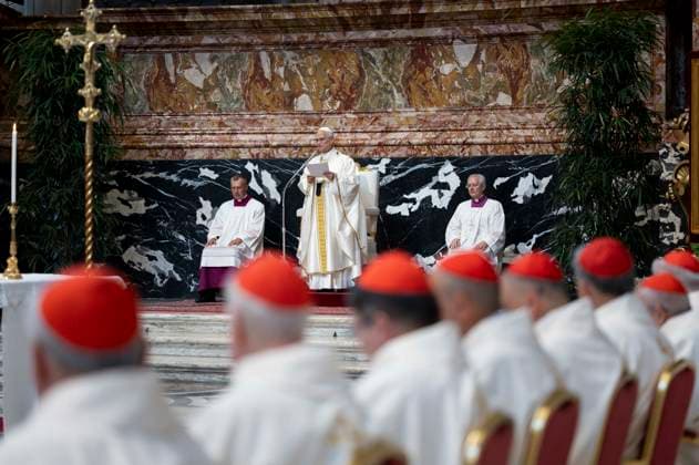ITALY - POPE LEO XIV DURING HOLY MASS ON THE OCCASION OF THE EXTRAORDINARY CONSISTORY IN ST PETER S BASILICA IN THE VATICAN- 2026 6 26 Italy, Rome, Vatican, 2026 6 26 Pope Leo XIV during Holy Mass on the occasion of the Extraordinary Consistory in St. Peter s Basilica in the Vatican EDITORIAL USE ONLY - NO BOOKS Copyright: xVATICANxMEDIAx