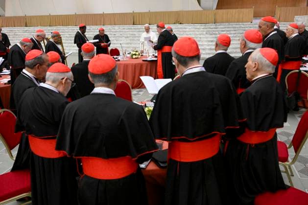 ITALY - POPE LEO XIV DURING THE FIRST MORNING SESSION ON THE EXTRAORDINARY CONSISTORY IN THE PAUL VI HALL AT THE VATICAN- 2026 6 26 Italy, Rome, Vatican, 2026 6 26 Pope Leo XIV during the first morning session on the occasion of the Extraordinary Consistory in the Paul VI Hall at the Vatican EDITORIAL USE ONLY - NO BOOKS Copyright: xVATICANxMEDIAx