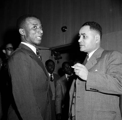 RECORD DATE NOT STATED 1961 Photograph; Photography; Black and White; Black and White Photograph; Black and White Photography; Sylvanus Olympio; Sylvanus Epiphanio Olympio; Togolese; Togo; Politician; Politics; Political; Prime Minister; Prime Minister of Togo; President of Togo; President; Ralph Bunche; Ralph Johnson Bunche; American; America; Political Scientist; Scientist; Political; Politics; Politician; Academic; Diplomat; Nobel Prize; Nobel Peace Prize; Prize; Peace; Nobel Prize Laurette; Laurette; 20th Century , WHA_110_0468.jpg, World History Archive Copyright: xx