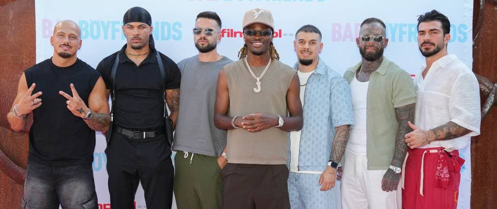 Screening von Bad Boyfriends in Köln. v.l. Santino, Tyron, Josh, Teezy, Antonio , Mirko, Maki beim Screening des neuen filmpool-Formats Bad Boyfriends (RTL+) am 25.06.2026 im Bootshaus in Köln. Koeln Bootshaus Nordrhein-Westfalen *** Screening of Bad Boyfriends in Cologne featuring Santino, Tyron, Josh, Teezy, Antonio, Mirko, and Maki at the screening of the new filmpool format Bad Boyfriends on RTL on June 25, 2026, at the Bootshaus in Cologne, North Rhine-Westphalia