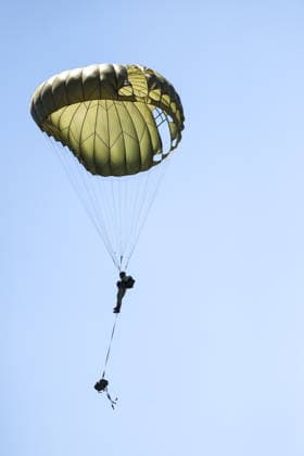Combat Power 26 Military Exercise A members of the Croatian Armed Forces and Minnesota National Guard descends on a parachute during the Combat Power 26 international joint military exercise at Barracks Josip JoviÄ‡ in Udbina, Croatia, June 26, 2026.  EmicaxElvedji PIXSELL