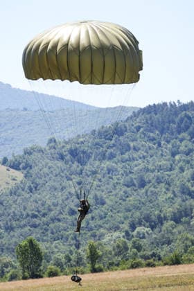 Combat Power 26 Military Exercise Paratrooper land at Barracks Josip Jovic during the Combat Power 26 international joint military exercise in Udbina, Croatia, June 26, 2026.  EmicaxElvedji PIXSELL