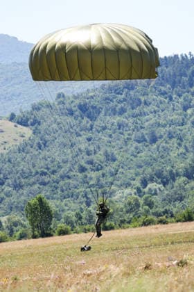 Combat Power 26 Military Exercise Paratrooper land at Barracks Josip Jovic during the Combat Power 26 international joint military exercise in Udbina, Croatia, June 26, 2026.  EmicaxElvedji PIXSELL