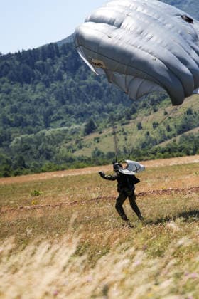 Combat Power 26 Military Exercise Paratrooper land at Barracks Josip Jovic during the Combat Power 26 international joint military exercise in Udbina, Croatia, June 26, 2026.  EmicaxElvedji PIXSELL