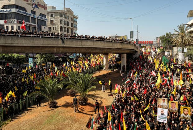 June 26, 2026, Beirut, Beirut, Lebanon: Pro-Iranian Hezbollah supporters take part in a rally during the last day of Ashoura, that marks the 7th century martyrdom of Imam Hussein, grandson of the Prophet Muhammad, at the Battle of Karbala in A.D. 680. This year, Ashoura comes after months of war in Iran and Lebanon, homes to two of the worldÃ¢â‚¬â ¢s largest Shiite populations. Iran and the U.S. this week launched talks aimed at finalizing a fragile ceasefire agreement. Hezbollah leader Naim Qassem said that Israel must withdraw completely from Lebanon, accusing it of seeking to occupy the country and warning that it would leave Ã¢â‚¬oehumiliated and defeated. Beirut Lebanon - ZUMAn313 20260626_zip_n313_014 Copyright: xMarwanxNaamanix