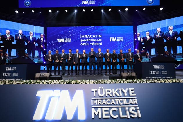 Turkish President Recep Tayyip Erdogan ISTANBUL, TURKIYE - JUNE 26: (----EDITORIAL USE ONLY - MANDATORY CREDIT - TURKISH PRESIDENCY MUSTAFA KAMACI HANDOUT - NO MARKETING NO ADVERTISING CAMPAIGNS - DISTRIBUTED AS A SERVICE TO CLIENTS----) Turkish President Recep Tayyip Erdogan presents awards to 10 export champion companies following his speech during the Turkish Exporters Assembly (TIM) 33rd General Assembly and Export Champions Awards Ceremony at the Halic Congress Center, on June 26, 2026, in Istanbul, Turkiye. TUR Presidency Mustafa Kamaci Anadolu Istanbul Turkey. Editorial use only. Please get in touch for any other usage.  Copyright: x2026xAnadoluxTURxPresidencyx xMustafaxKamacix