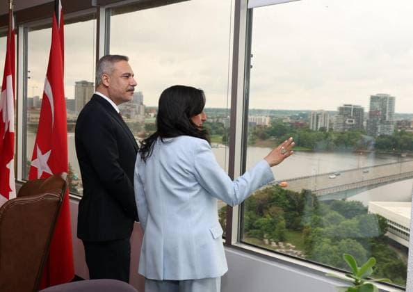 Turkish Foreign Minister Hakan Fidan in Canada OTTOWA, CANADA - JUNE 26: (----EDITORIAL USE ONLY - MANDATORY CREDIT - TURKISH FOREIGN MINISTRY HANDOUT - NO MARKETING NO ADVERTISING CAMPAIGNS - DISTRIBUTED AS A SERVICE TO CLIENTS----) Turkish Foreign Minister Hakan Fidan meets with Canadian Foreign Minister Anita Anand in Ottowa, Canada on June 26, 2026. Turkish Foreign Ministry Anadolu Ottowa Canada. Editorial use only. Please get in touch for any other usage.  Copyright: x2026xAnadoluxTurkishxForeignxMinistryx