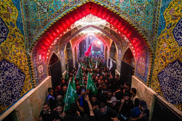 Muharram month events in Karbala KARBALA, IRAQ - JUNE 26: Thousands of mourners take part in Muharram commemorations during a mourning ceremony marking the martyrdom of Imam Hussein and his 72 companions, as participants from across Iraq and abroad join the Tuwairij run carrying flags on the 10th day of Muharram, on June 26, 2026, in Karbala, Iraq. Karar Essa Anadolu Karbala Iraq. Editorial use only. Please get in touch for any other usage.  Copyright: x2026xAnadoluxKararxEssax