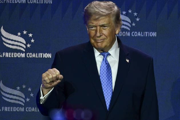 US President Trump attends Faith and Freedom Coalition’s Road to Majority Conference 2026 WASHINGTON DC, UNITED STATES - JUNE 26: President of the United States Donald J. Trump is seen on stage at the Faith and Freedom Coalition’s Road to Majority Conference 2026 at the Washington Hilton Hotel in Washington, DC, United States on June 26, 2026. Kyle Mazza Anadolu Washington DC United States. Editorial use only. Please get in touch for any other usage.  Copyright: x2026xAnadoluxKylexMazzax