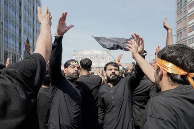 Ashura in Milan MILAN, Italy JUNE 26, 2026: Shia Muslim devotees participate in a Muharram procession through central Milan, beginning near Milano Centrale railway station, to commemorate the martyrdom of Imam Hussain, the grandson of Prophet Muhammad, and his companions who were killed in the Battle of Karbala in 680 AD. The annual observance is part of the Islamic month of mourning and honors the sacrifice, justice, and resistance symbolized by the events of Karbala. Milan Italy Copyright: x xcalogeroxrussox xJNAxPressx