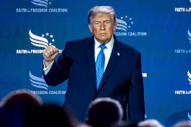 June 26, 2026, Washington, District Of Columbia, USA: United States President Donald J Trump departs after making remarks during the Faith and Freedom Coalition 2026 Road to Majority Policy Conference at the Washington Hilton Hotel in Washington, DC, USA, on Friday, June 26, 2026. President Trump and members of his cabinet will return to the Washington Hilton for the first time since the White House CorrespondentsÃ¢â‚¬â ¢ Association dinner shooting earlier this year Washington USA - ZUMAs152 20260626_faa_s152_012 Copyright: xBonniexCashx-xPoolxviaxCNPx