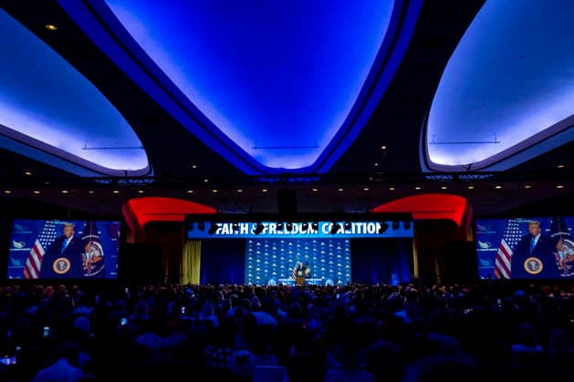 June 26, 2026, Washington, District Of Columbia, USA: United States President Donald J Trump speaks during the Faith and Freedom Coalition 2026 Road to Majority Policy Conference at the Washington Hilton Hotel in Washington, DC, USA, on Friday, June 26, 2026. President Trump and members of his cabinet will return to the Washington Hilton for the first time since the White House CorrespondentsÃ¢â‚¬â ¢ Association dinner shooting earlier this year Washington USA - ZUMAs152 20260626_faa_s152_013 Copyright: xBonniexCashx-xPoolxviaxCNPx