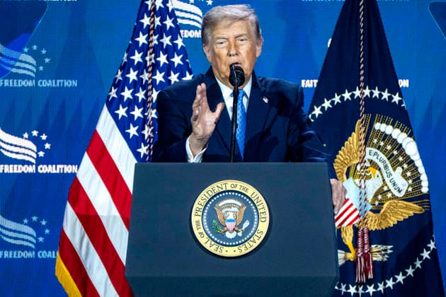 June 26, 2026, Washington, District Of Columbia, USA: United States President Donald J Trump speaks during the Faith and Freedom Coalition 2026 Road to Majority Policy Conference at the Washington Hilton Hotel in Washington, DC, USA, on Friday, June 26, 2026. President Trump and members of his cabinet will return to the Washington Hilton for the first time since the White House CorrespondentsÃ¢â‚¬â ¢ Association dinner shooting earlier this year Washington USA  - ZUMAs152 20260626_faa_s152_022 Copyright: xBonniexCashx-xPoolxviaxCNPx