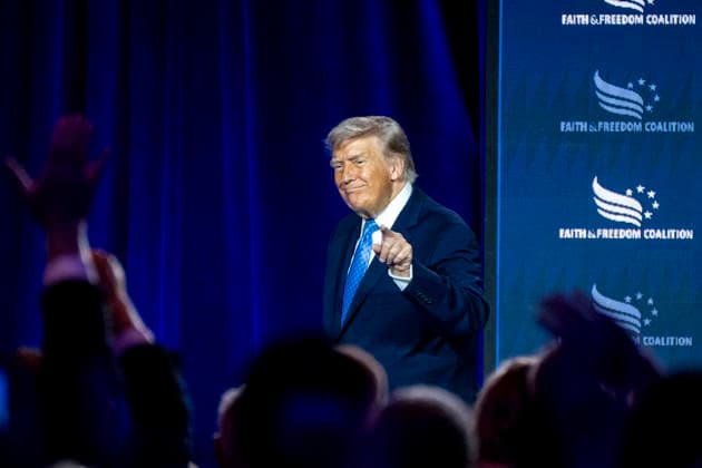 June 26, 2026, Washington, District Of Columbia, USA: United States President Donald J Trump departs after making remarks during the Faith and Freedom Coalition 2026 Road to Majority Policy Conference at the Washington Hilton Hotel in Washington, DC, USA, on Friday, June 26, 2026. President Trump and members of his cabinet will return to the Washington Hilton for the first time since the White House CorrespondentsÃ¢â‚¬â ¢ Association dinner shooting earlier this year Washington USA  - ZUMAs152 20260626_faa_s152_035 Copyright: xBonniexCashx-xPoolxviaxCNPx