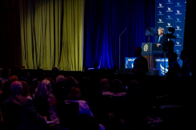 June 26, 2026, Washington, District Of Columbia, USA: United States President Donald J Trump speaks during the Faith and Freedom Coalition 2026 Road to Majority Policy Conference at the Washington Hilton Hotel in Washington, DC, USA, on Friday, June 26, 2026. President Trump and members of his cabinet will return to the Washington Hilton for the first time since the White House CorrespondentsÃ¢â‚¬â ¢ Association dinner shooting earlier this year Washington USA  - ZUMAs152 20260626_faa_s152_060 Copyright: xBonniexCashx-xPoolxviaxCNPx