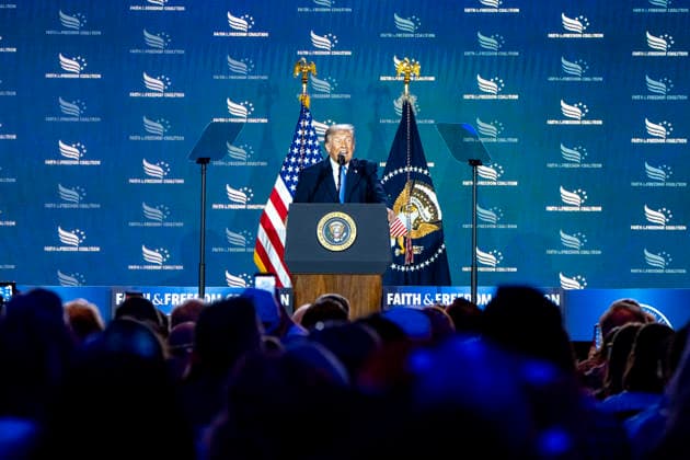 June 26, 2026, Washington, District Of Columbia, USA: United States President Donald J Trump speaks during the Faith and Freedom Coalition 2026 Road to Majority Policy Conference at the Washington Hilton Hotel in Washington, DC, USA, on Friday, June 26, 2026. President Trump and members of his cabinet will return to the Washington Hilton for the first time since the White House CorrespondentsÃ¢â‚¬â ¢ Association dinner shooting earlier this year Washington USA  - ZUMAs152 20260626_faa_s152_055 Copyright: xBonniexCashx-xPoolxviaxCNPx