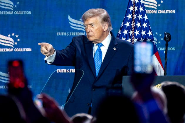 June 26, 2026, Washington, District Of Columbia, USA: United States President Donald J Trump departs after making remarks during the Faith and Freedom Coalition 2026 Road to Majority Policy Conference at the Washington Hilton Hotel in Washington, DC, USA, on Friday, June 26, 2026. President Trump and members of his cabinet will return to the Washington Hilton for the first time since the White House CorrespondentsÃ¢â‚¬â ¢ Association dinner shooting earlier this year Washington USA  - ZUMAs152 20260626_faa_s152_067 Copyright: xBonniexCashx-xPoolxviaxCNPx