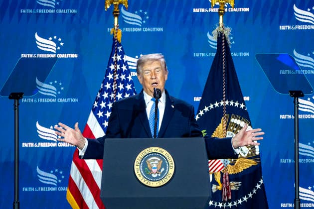 June 26, 2026, Washington, District Of Columbia, USA: United States President Donald J Trump speaks during the Faith and Freedom Coalition 2026 Road to Majority Policy Conference at the Washington Hilton Hotel in Washington, DC, USA, on Friday, June 26, 2026. President Trump and members of his cabinet will return to the Washington Hilton for the first time since the White House CorrespondentsÃ¢â‚¬â ¢ Association dinner shooting earlier this year Washington USA - ZUMAs152 20260626_faa_s152_085 Copyright: xBonniexCashx-xPoolxviaxCNPx