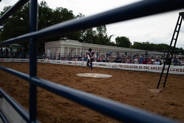 June 26, 2026, Washington, District Of Columbia, USA: A performer jumps through a lasso at a rodeo during the Great American State Fair on the National Mall in Washington, D.C. on June 26, 2026. Rodeo 250, produced by Cervi Rodeo Company, is one of numerous events during the 16-day fair, celebrating the 250th anniversary of the United States of America. Washington USA - ZUMAd227 20260626_znp_d227_026 Copyright: xBryanxDozierx