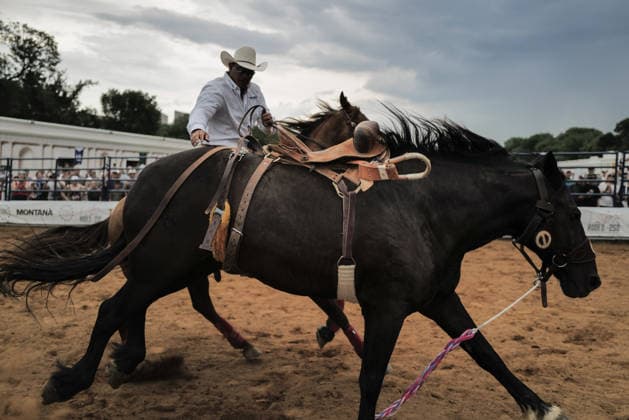 June 26, 2026, Washington, District Of Columbia, USA: A cowboy wrangles a running horse at a rodeo during the Great American State Fair on the National Mall in Washington, D.C. on June 26, 2026. Rodeo 250, produced by Cervi Rodeo Company, is one of numerous events during the 16-day fair, celebrating the 250th anniversary of the United States of America. Washington USA - ZUMAd227 20260626_znp_d227_039 Copyright: xBryanxDozierx