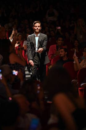 4th Nouvelles Vagues International Biarritz Film Festival Day Four FC Rami Malek speaks onstage during the premiere of In Waves on Day Four of the 4th Nouvelles Vagues International Biarritz Film Festival on June 26, 2026 in Biarritz, France. Photo by Franck Castel ABACAPRESS.COM Biarritz France  Copyright: xCastelxFranck ABACAx