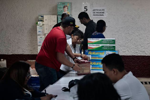 June 26, 2026, Mexico City, Cdmx, Mexico: In response to earthquakes that have caused material losses and casualties in Venezuela, the country s embassy in Mexico City opened its doors as a collection center. It is accepting humanitarian aid brought by Mexicans, foreign nationals, and Venezuelans living in Mexico to provide support during this time. On the first day of accepting itemsâ€including medicines, non-perishable food, water, and hygiene productsâ€dozens of Venezuelans working as app-based delivery drivers arrived at the embassy. Carrying flags and singing their national anthem, they brought supplies needed by their relatives and fellow citizens. Many stated that while their people endure this crisis caused by natural di - ZUMAp204 20260626_zip_p204_027 Copyright: xJosuexPerezx