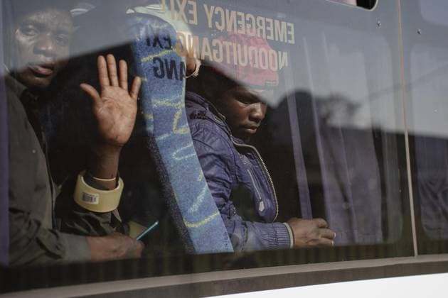 Undocumented Malawian migrants are being evacuated from South Africa KWAZULU-NATAL, SOUTH AFRICA - JUNE 26: People are seen on the bus as thousands of Malawian migrants were put on buses to return to their home country following a rise in xenophobic attacks and anti-immigrant protests in the city of Pietermaritzburg in KwaZulu-Natal province, South Africa, on June 26, 2026. Ihsaan Haffejee Anadolu KwaZulu-Natal South Africa. Editorial use only. Please get in touch for any other usage.  Copyright: x2026xAnadoluxIhsaanxHaffejeex
