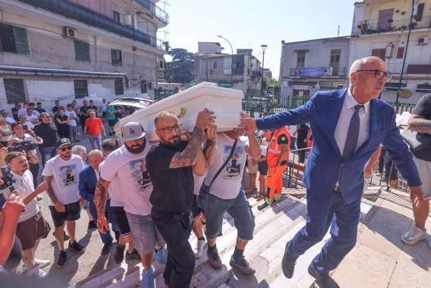 IPA86125492 - Naples: The funeral of Lorenzo Spasiano, the 19-year-old worker killed in Miano by a gunshot to the chest  Copyright: xx xx 86125492