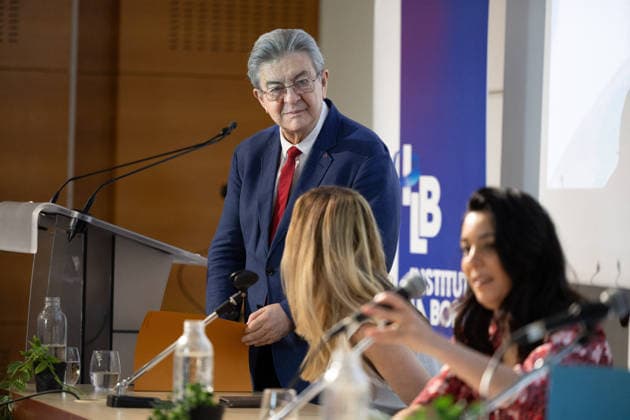 LFI La Boetie meeting about Geopolitics - Paris President of La France Insoumise LFI Jean Luc Melenchon during the meeting about ‘The New Geopolitics: France, Europe and the World’, organized by the Department of International Relations at the Institut La Boetie at the UIC-P Espace Congres in Paris on June 27, 2026. Photo by Raphael Lafargue ABACAPRESS.COM Paris France  Copyright: xLafarguexRaphael ABACAx