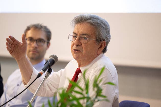 LFI La Boetie meeting about Geopolitics - Paris President of La France Insoumise LFI Jean Luc Melenchon during the meeting about ‘The New Geopolitics: France, Europe and the World’, organized by the Department of International Relations at the Institut La Boetie at the UIC-P Espace Congres in Paris on June 27, 2026. Photo by Raphael Lafargue ABACAPRESS.COM Paris France  Copyright: xLafarguexRaphael ABACAx