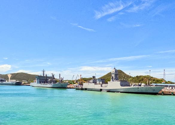 RECORD DATE NOT STATED INS Udaygiri, INS Kavaratti & INS Shakti arrive at Thailand s Sattahip Sattahip Thailand , Jun 27 (ANI): A photo of Indian Naval Ships (INS), namely Udaygiri (stealth frigate), Kavaratti (anti-submarine warfare corvette), and Shakti (Deepak-class fleet tanker) that arrived at the port, in Sattahip on Saturday. The port call reflects India s commitment to its Act East policy. (@indiannavy X ANI Photo) Sattahip Thailand Copyright: xANIx ANI_20260627056