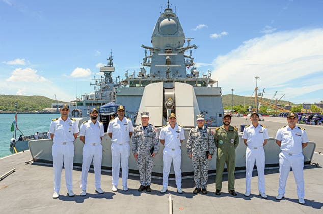 RECORD DATE NOT STATED INS Udaygiri, INS Kavaratti & INS Shakti arrive at Thailand s Sattahip; reflects India-Thailand Maritime Cooperation Sattahip Thailand , Jun 27 (ANI): Indian Navy s Flag Officer Commanding Eastern Fleet RAdm. Alok Ananda (C), along with other officers, poses for a group photo during the arrival of Indian Naval Ships (INS), namely Udaygiri (stealth frigate), Kavaratti (anti-submarine warfare corvette), and Shakti (Deepak-class fleet tanker), in Sattahip on Saturday. The port call reflects India s commitment to its Act East policy. (@indiannavy X ANI Photo) Sattahip Thailand Copyright: xANIx ANI_20260627075