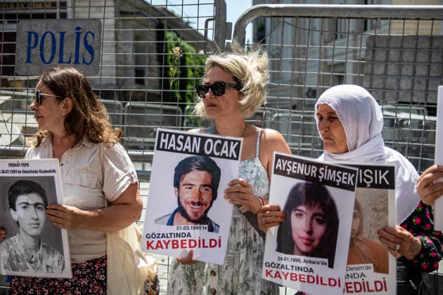 June 27, 2026, Istanbul, Istanbul, Turkey: Members of the Saturday Mothers People gathered for the 1109th weekly vigil at Galatasaray Square, demanding truth and justice for victims of enforced disappearances. During this week s gathering, participants called for an effective investigation into the 1994 enforced disappearance of Ibrahim Kartay, who was allegedly detained by security forces in Hani district of Diyarbakir and has been missing ever since. The group urged authorities to end impunity, reveal his fate, prosecute those responsible, and ensure accountability for all enforced disappearances in Turkey. Istanbul Turkey  - ZUMAt171 20260627_zip_t171_001 Copyright: xAbdullahxTepelix
