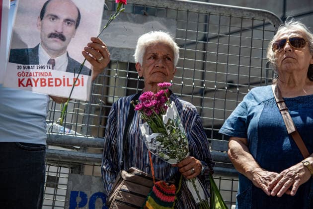 June 27, 2026, Istanbul, Istanbul, Turkey: Members of the Saturday Mothers People gathered for the 1109th weekly vigil at Galatasaray Square, demanding truth and justice for victims of enforced disappearances. During this week s gathering, participants called for an effective investigation into the 1994 enforced disappearance of Ibrahim Kartay, who was allegedly detained by security forces in Hani district of Diyarbakir and has been missing ever since. The group urged authorities to end impunity, reveal his fate, prosecute those responsible, and ensure accountability for all enforced disappearances in Turkey. Istanbul Turkey - ZUMAt171 20260627_zip_t171_004 Copyright: xAbdullahxTepelix