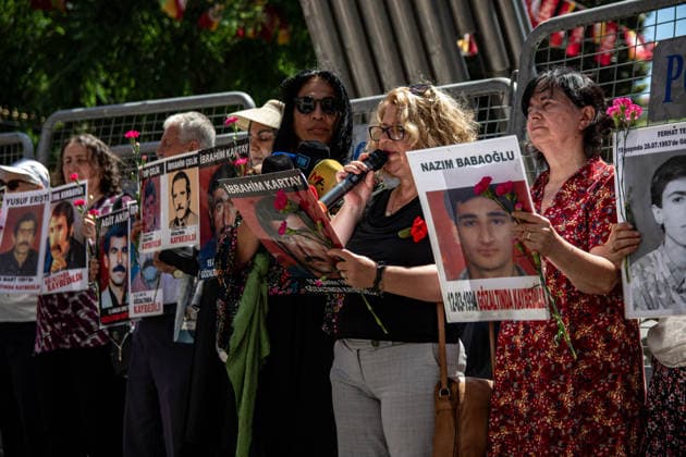 June 27, 2026, Istanbul, Istanbul, Turkey: Members of the Saturday Mothers People gathered for the 1109th weekly vigil at Galatasaray Square, demanding truth and justice for victims of enforced disappearances. During this week s gathering, participants called for an effective investigation into the 1994 enforced disappearance of Ibrahim Kartay, who was allegedly detained by security forces in Hani district of Diyarbakir and has been missing ever since. The group urged authorities to end impunity, reveal his fate, prosecute those responsible, and ensure accountability for all enforced disappearances in Turkey. Istanbul Turkey - ZUMAt171 20260627_zip_t171_005 Copyright: xAbdullahxTepelix