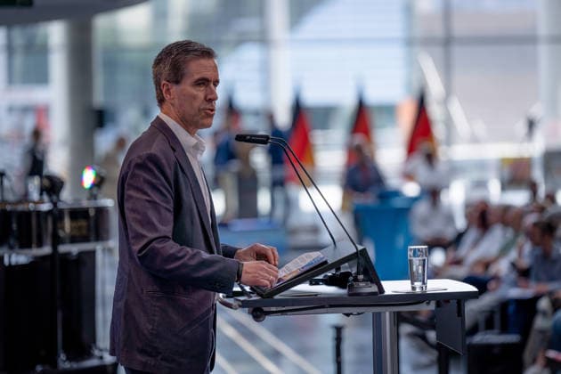 1. Demokratiekongress der AfD-Fraktion im Bundestag 1. Demokratiekongress der AfD-Fraktion im Bundestag, Paul-Löbe-Haus, Dieter Stein, Chefredakteur, Junge Freiheit Berlin Berlin GER *** 1st Democracy Congress of the AfD Parliamentary Group in the Bundestag 1st Democracy Congress of the AfD Parliamentary Group in the Bundestag, Paul Löbe House, Dieter Stein, Editor-in-Chief, Junge Freiheit Berlin, Berlin, GER