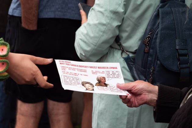 June 27, 2026, Glasgow, Scotland, UK: Pro-Palestine campaigners from the group Show Israeli Genocide The Red Card have staged protests outside Glasgows Theatre Royal during performances of Dame Maureen Lipmans play Allegra. The production has drawn criticism from protesters, while the actress has rejected the allegations made against her and criticised the demonstrations. Glasgow UK - ZUMAs357 20260627_zip_s357_007 Copyright: xCameronxScottx