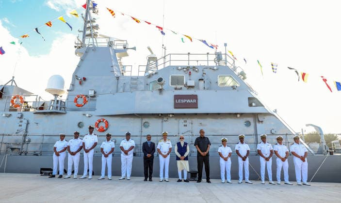 PM Modi and Seychelles President Herminie during the handing-over ceremony of the Fast Patrol Vessel Victoria Seychelles , Jun 27 (ANI): Prime Minister Narendra Modi and Seychelles President Patrick Herminie during the handing-over ceremony of the Fast Patrol Vessel at the Seychelles Coast Guard Base, in Victoria on Saturday. (DPR PMO ANI Photo) Victoria Seychelles Copyright: xANIx ANI_20260627382