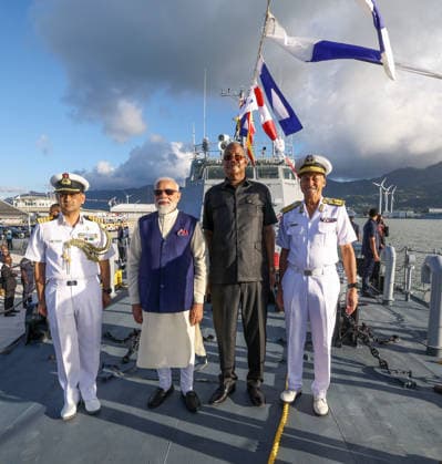 PM Modi and Seychelles President Herminie during the handing-over ceremony of the Fast Patrol Vessel Victoria Seychelles , Jun 27 (ANI): Prime Minister Narendra Modi and Seychelles President Patrick Herminie during the handing-over ceremony of the Fast Patrol Vessel at the Seychelles Coast Guard Base, in Victoria on Saturday. (DPR PMO ANI Photo) Victoria Seychelles Copyright: xANIx ANI_20260627391
